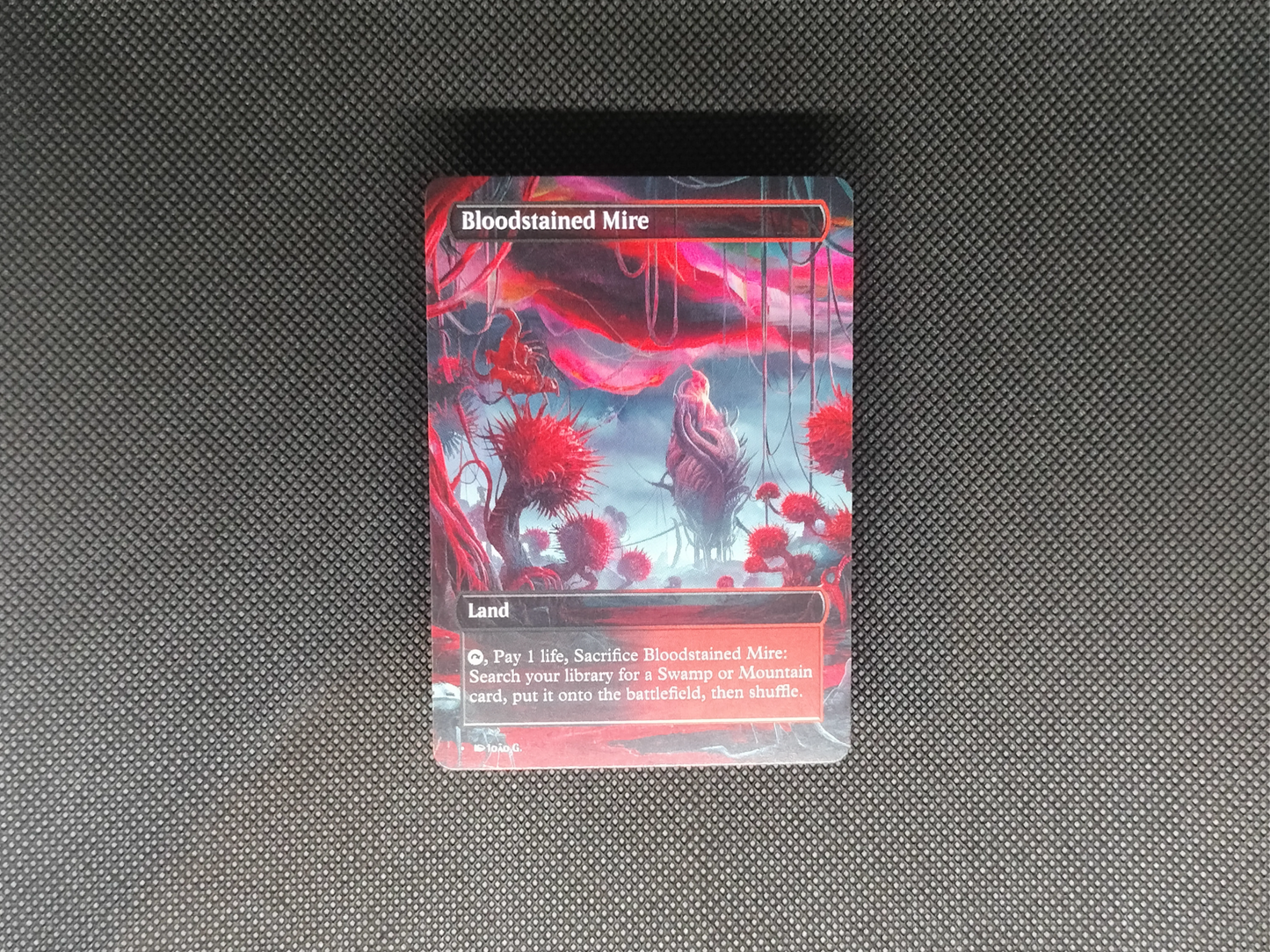 Bloodstained Mire (v1) - Full Art Fetch Land Alter - Mtg Custom Cards, Commander, Edh and cEDH High Quality Altered Proxies