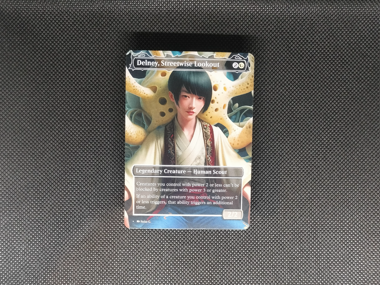 Delney, Streetwise Lookout (v1) - Full Art Borderless Alter - MTG Custom Cards, Commander, Edh and Cedh High Quality Alters