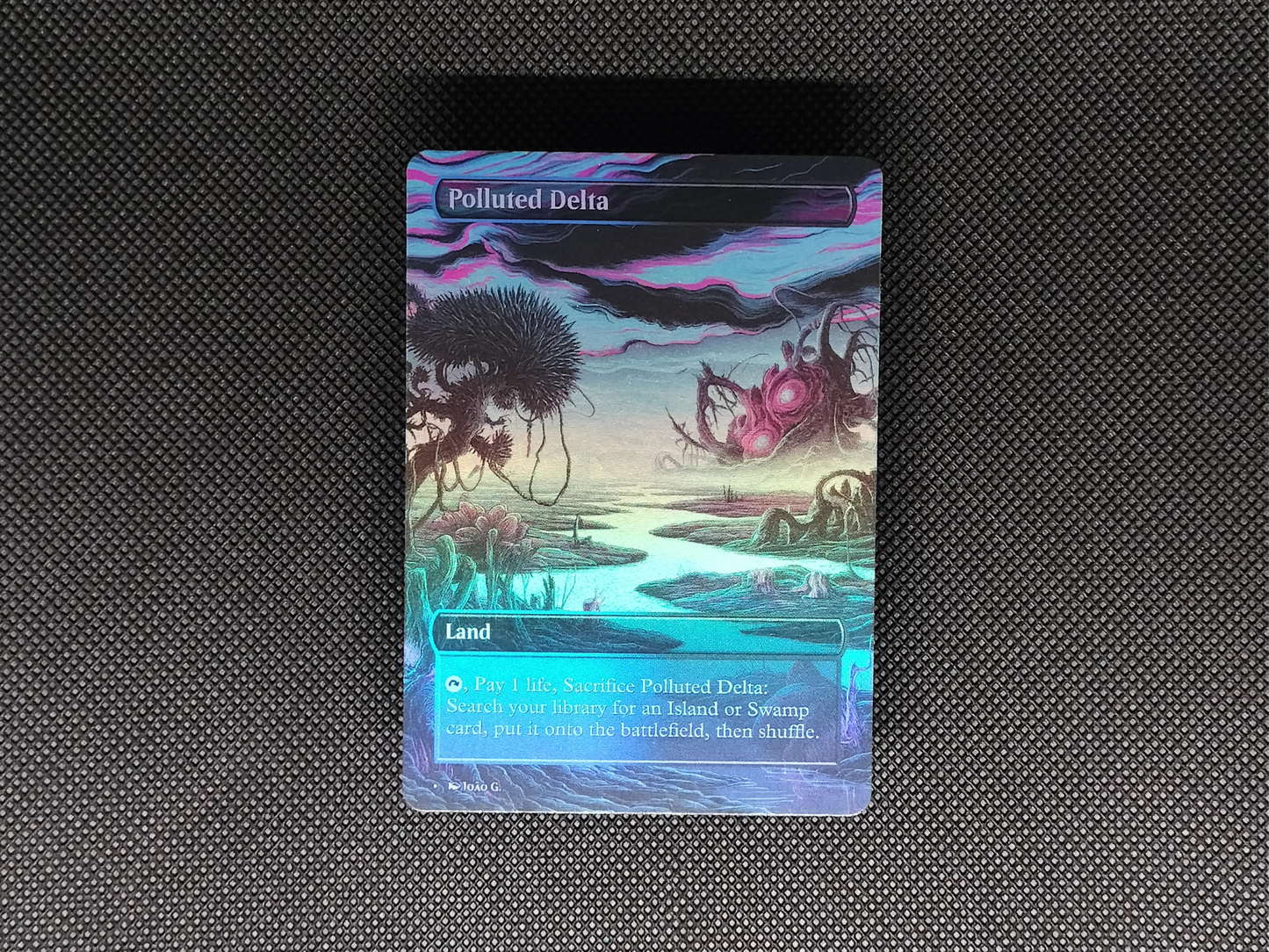 Polluted Delta (v1) - Full Art Fetch Land Alter - Mtg Custom Cards, Commander, Edh and cEDH High Quality Altered Proxies