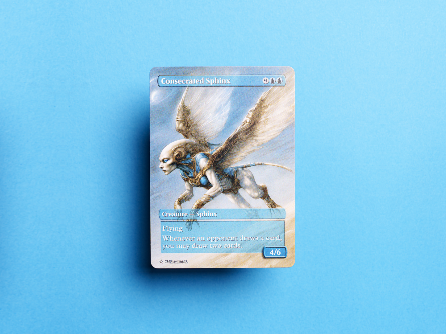 Consecrated Sphinx - Full Art Borderless - MTG Custom Cards, Commander, Edh and Cedh High Quality Altered Proxies
