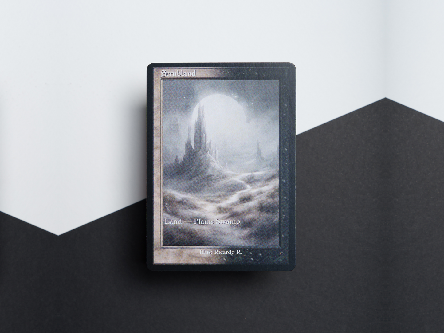 Scrubland (v2) - Dual Land Old School Retro Frame Alter - Mtg Custom Cards, Commander, Edh and cEDH High Quality Altered Proxies