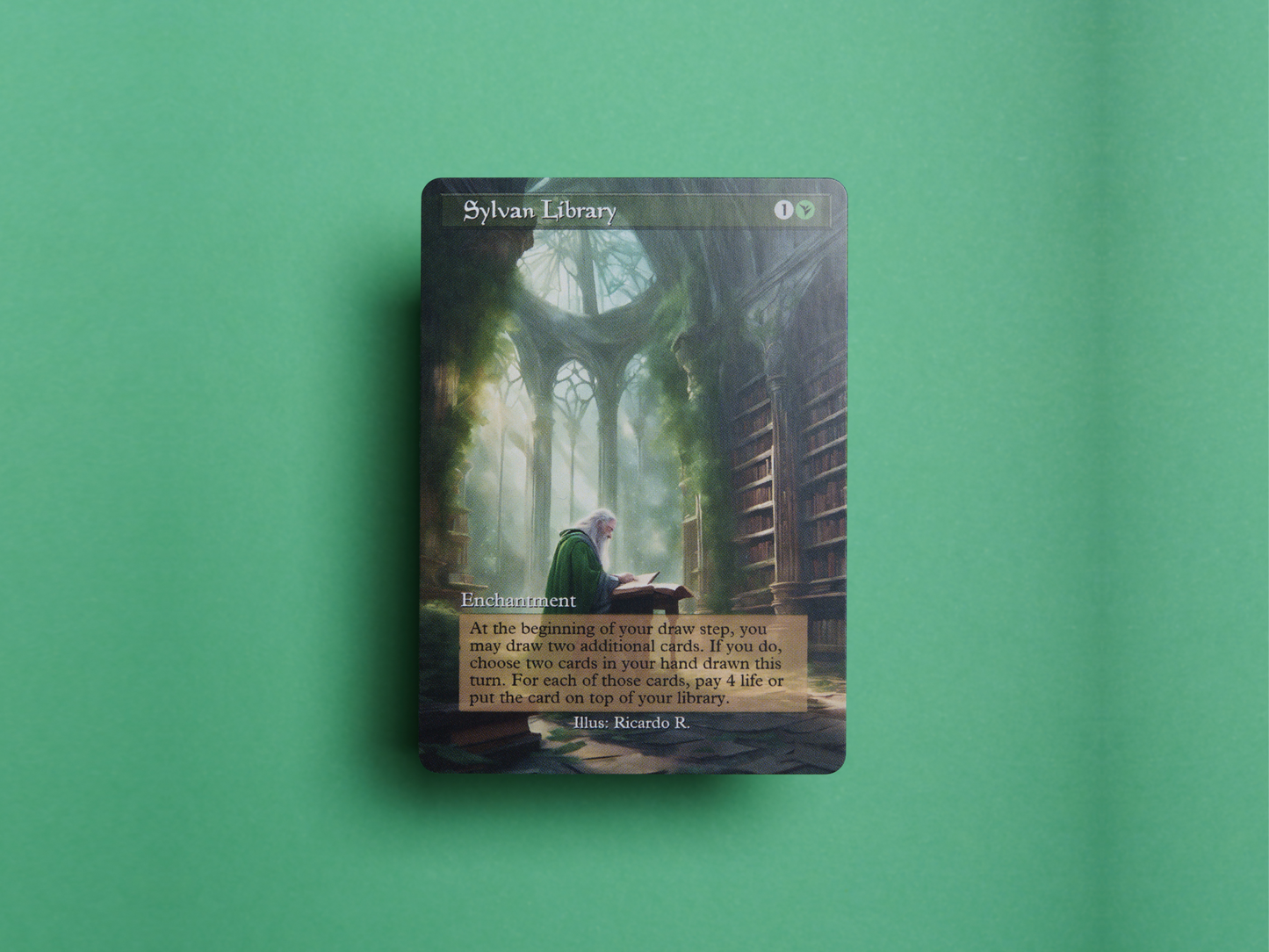 Sylvan Library - Full Art Alter - MTG Custom Cards, Commander, Edh and Cedh High Quality Alters