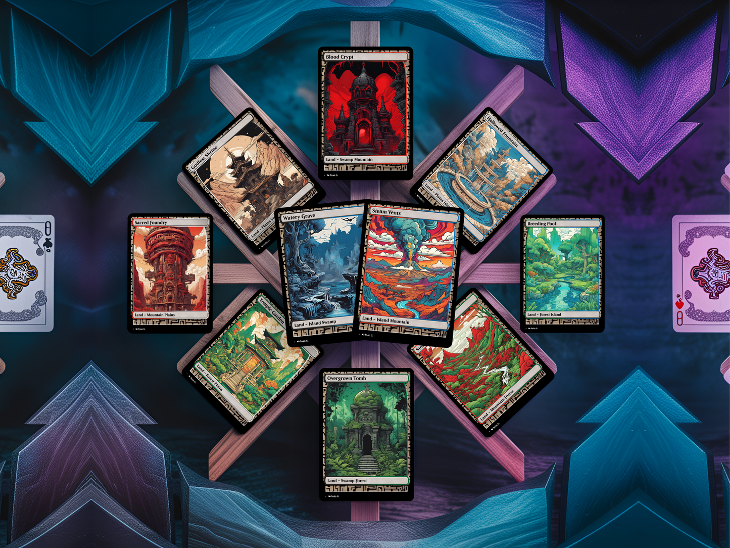Shock Lands Bundle (v1) - MTG Custom Cards, Commander, Edh and Cedh High Quality Altered Cards - Full Art Alters