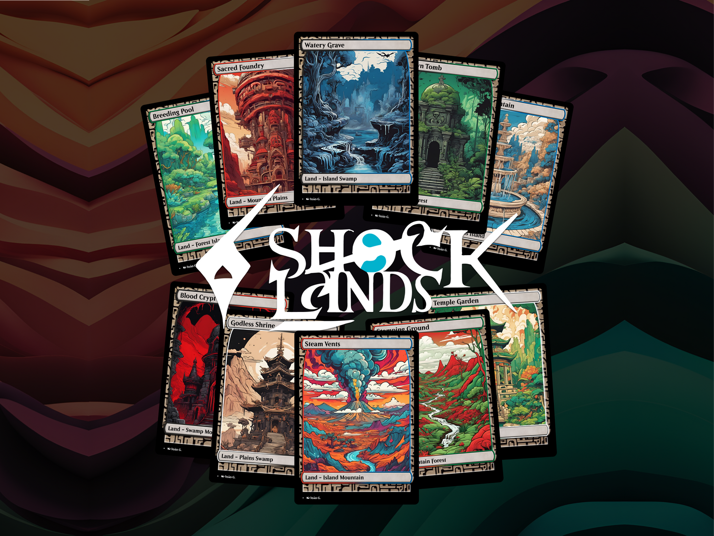Shock Lands Bundle (v1) - MTG Custom Cards, Commander, Edh and Cedh High Quality Altered Cards - Full Art Alters