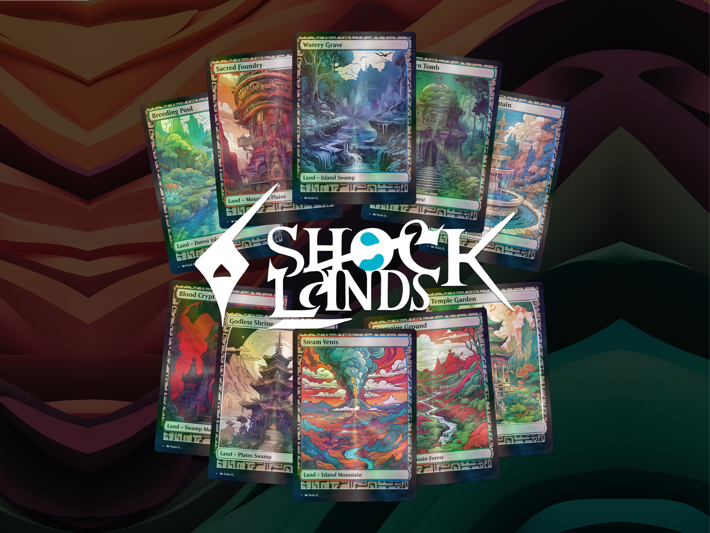 Shock Lands Bundle (v1) - MTG Custom Cards, Commander, Edh and Cedh High Quality Altered Cards - Full Art Alters