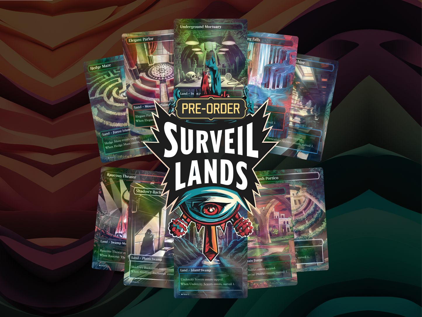 Surveil Lands Bundle - Full Art Borderless Alters - MTG Custom Cards, Commander, Edh and Cedh High Quality Alters