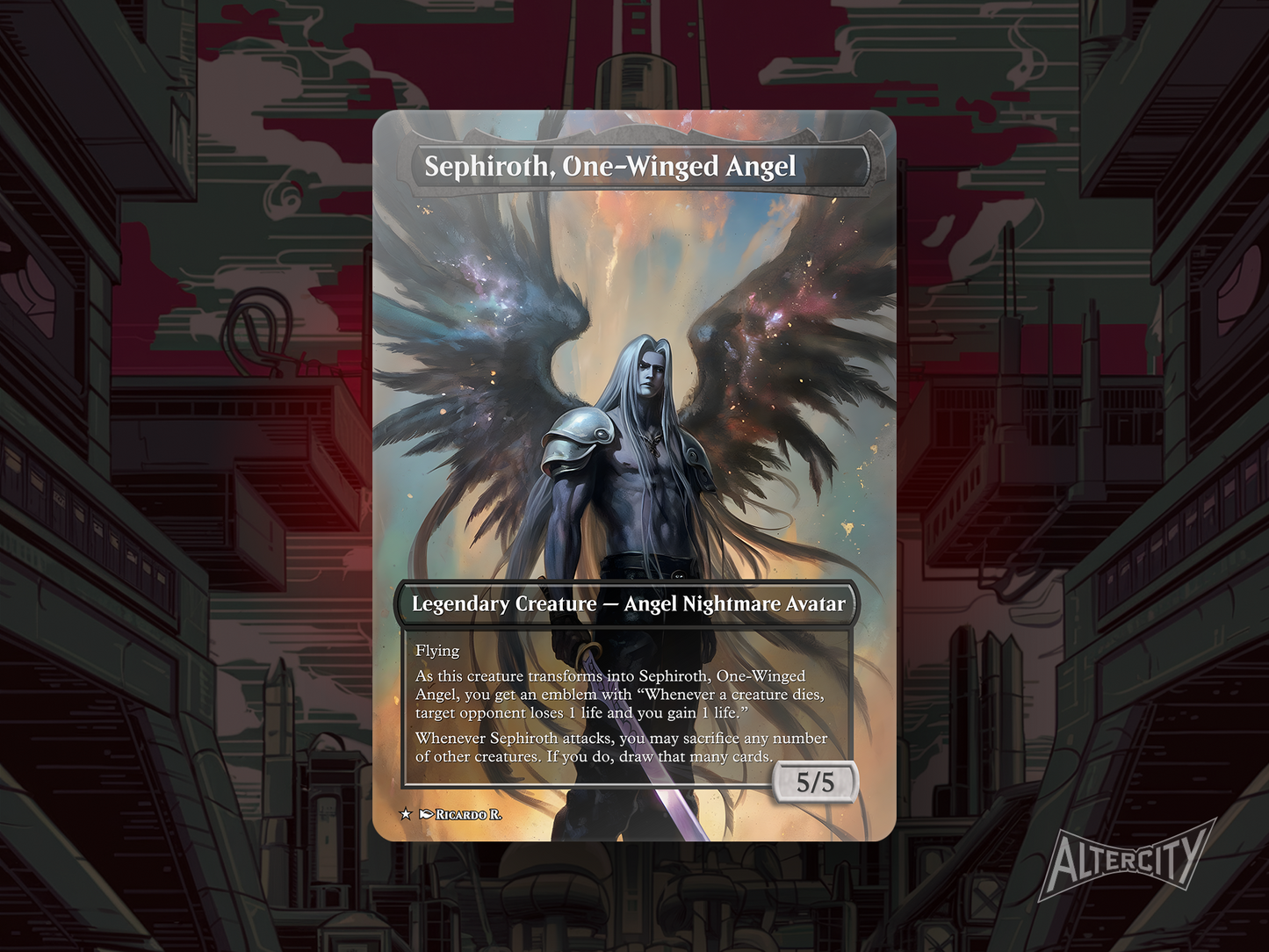 High-resolution Magic proxy of Sephiroth, Fabled SOLDIER with dark fantasy-inspired design.