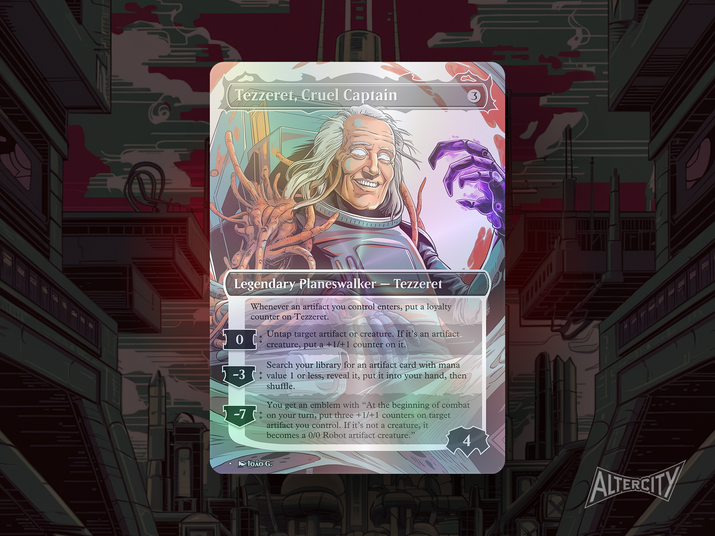 Tezzeret, Cruel Captain - Full Art Alter - Edge of Eternities - MTG Custom Cards, Commander, Edh and Cedh High Quality Alters