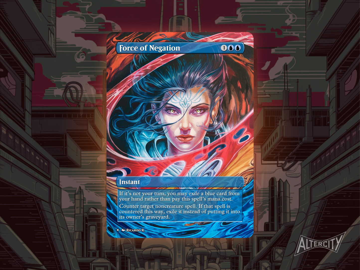 Force of Negation (v2) - Full Art Alter - MTG Custom Cards, Commander, Edh and Cedh High Quality Altered Proxies