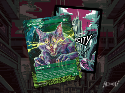 Scythecat Cub - Full Art Borderless - MTG Custom Cards, Commander, Edh and Cedh High Quality Altered Proxies