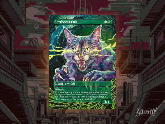 Scythecat Cub - Full Art Borderless - MTG Custom Cards, Commander, Edh and Cedh High Quality Altered Proxies