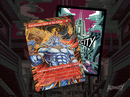 Purphoros, God of the Forge (v2) - Full Art Borderless Alter - MTG Custom Cards, Commander, Edh and Cedh High Quality Altered Proxies