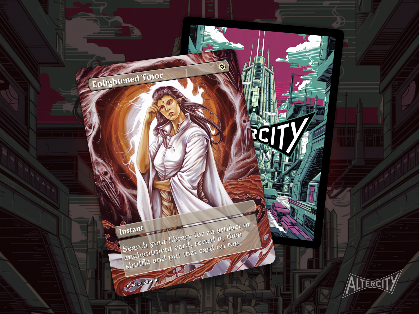 Enlightened Tutor (v2) - Full Art Alter - MTG Custom Cards, Commander, Edh and Cedh High Quality Alters