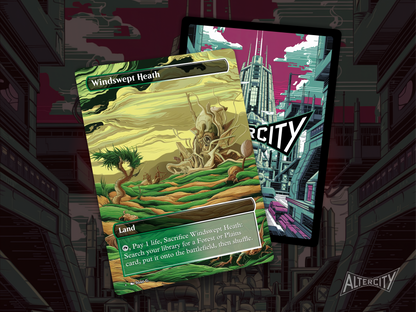 Windswept Heath (v1) - Full Art Fetch Land Alter - Mtg Custom Cards, Commander, Edh and cEDH High Quality Altered Proxies