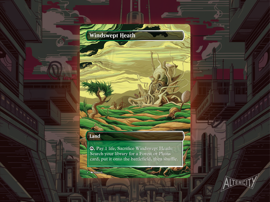 Windswept Heath (v1) - Full Art Fetch Land Alter - Mtg Custom Cards, Commander, Edh and cEDH High Quality Altered Proxies