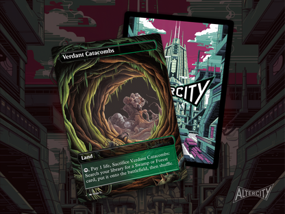Verdant Catacombs (v1) - Full Art Fetch Land Alter - Mtg Custom Cards, Commander, Edh and cEDH High Quality Altered Proxies