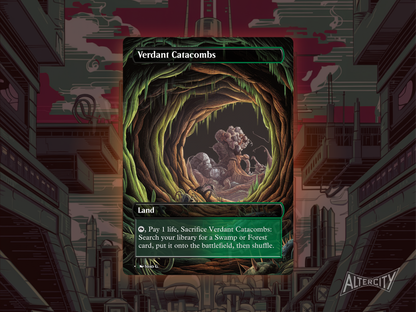 Verdant Catacombs (v1) - Full Art Fetch Land Alter - Mtg Custom Cards, Commander, Edh and cEDH High Quality Altered Proxies