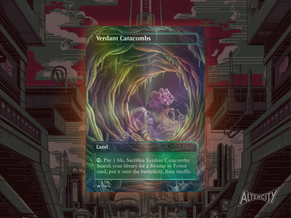 Verdant Catacombs (v1) - Full Art Fetch Land Alter - Mtg Custom Cards, Commander, Edh and cEDH High Quality Altered Proxies