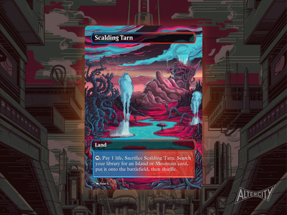 Scalding Tarn (v1) - Full Art Fetch Land Alter - Mtg Custom Cards, Commander, Edh and cEDH High Quality Altered Card