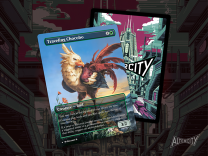 High-resolution Magic proxy of Traveling Chocobo, a green creature inspired by Final Fantasy.