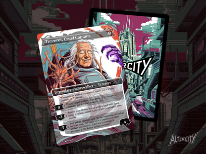 High-resolution Magic proxy of Tezzeret, Cruel Captain from Edge of Eternities set.