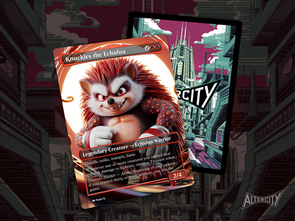 High-resolution Magic proxy of Knuckles the Echidna as a legendary combat-focused creature.