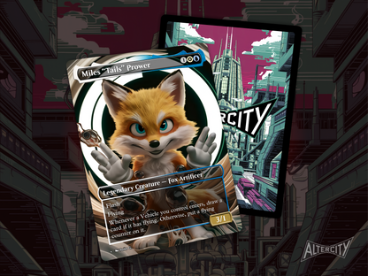 High-resolution Magic proxy of Miles "Tails" Prower as a clever support creature.