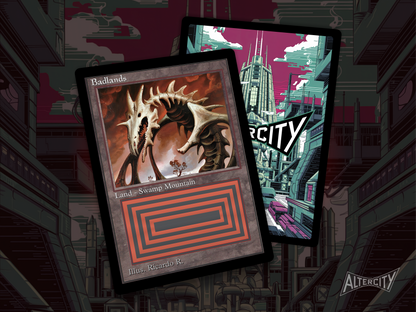 High-quality Magic proxy card featuring old-school frame and dark, barren landscape art.