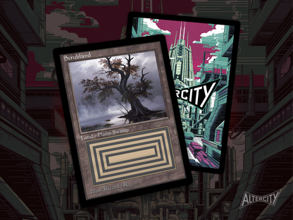 High-quality Magic proxy card featuring classic frame and arid, overcast scrubland landscape.