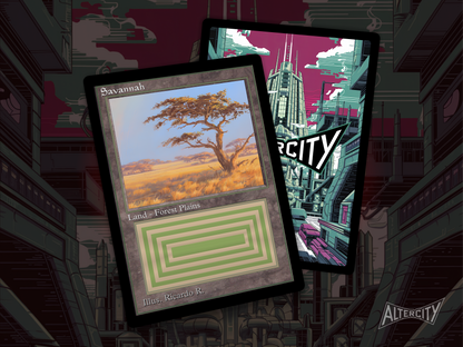 High-resolution Magic proxy of Savannah featuring Selesnya mana and classic land design.