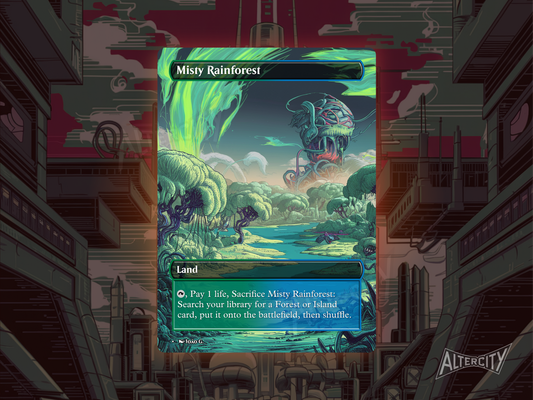 Misty Rainforest (v1) - Full Art Fetch Land Alter - Mtg Custom Cards, Commander, Edh and cEDH High Quality Altered Proxies