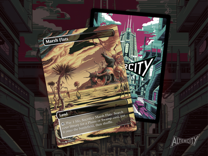 Marsh Flats (v1) - Full Art Fetch Land Alter - Mtg Custom Cards, Commander, Edh and cEDH High Quality Altered Proxies