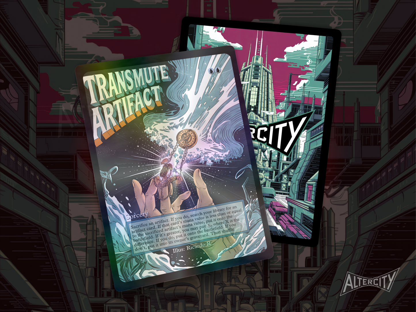 Transmute Artifact (v2) - Full Art Alter - MTG Custom Cards, Commander, Edh and Cedh High Quality Alters