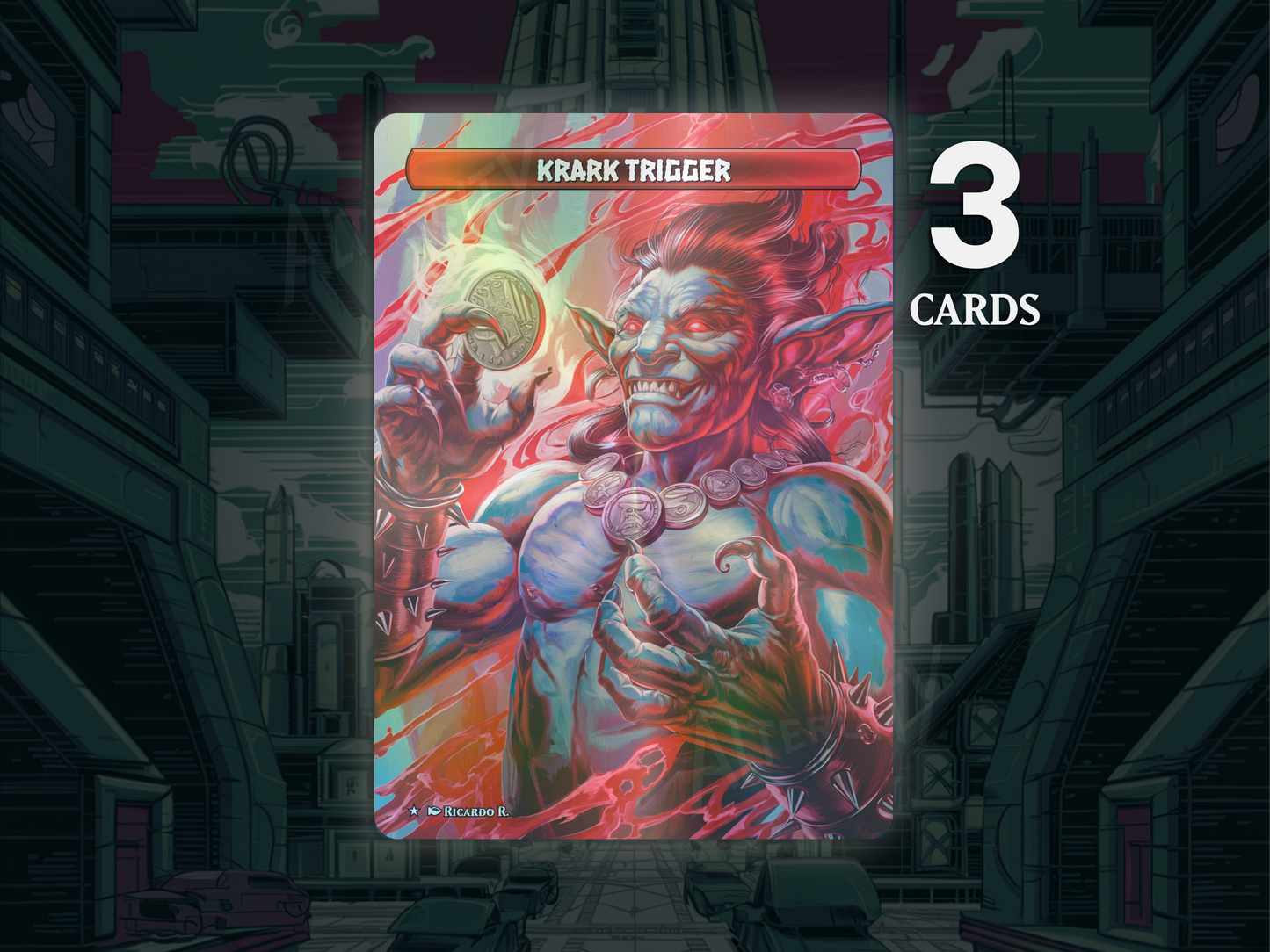 Krark Trigger Double-Sided (v2) - FOIL - 3x Cards - MTG Custom Cards, Commander, Edh and Cedh High Quality Altered Tokens