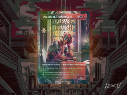 Deadpool, Trading Card - Full Art Borderless Alter Proxy - MTG Custom Cards, Commander, Edh and Cedh High Quality Alters