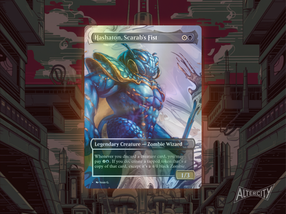 Hashaton, Scarab's Fist (v1) - Full Art Borderless - MTG Custom Cards, Commander, Edh and Cedh High Quality Alters