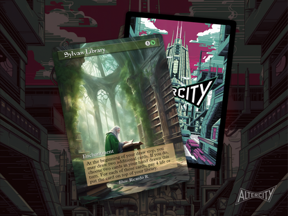 Sylvan Library  - Full Art Alter - MTG Custom Cards, Commander, Edh and Cedh High Quality Alters
