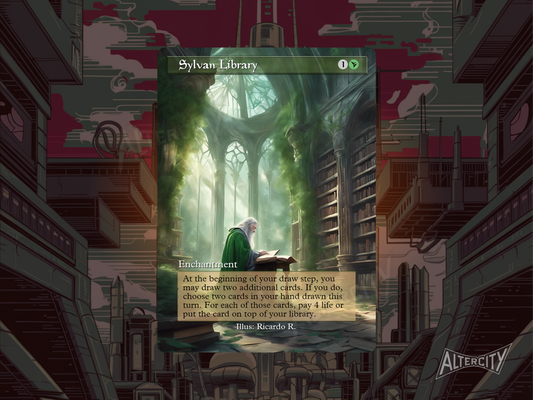 Sylvan Library  - Full Art Alter - MTG Custom Cards, Commander, Edh and Cedh High Quality Alters