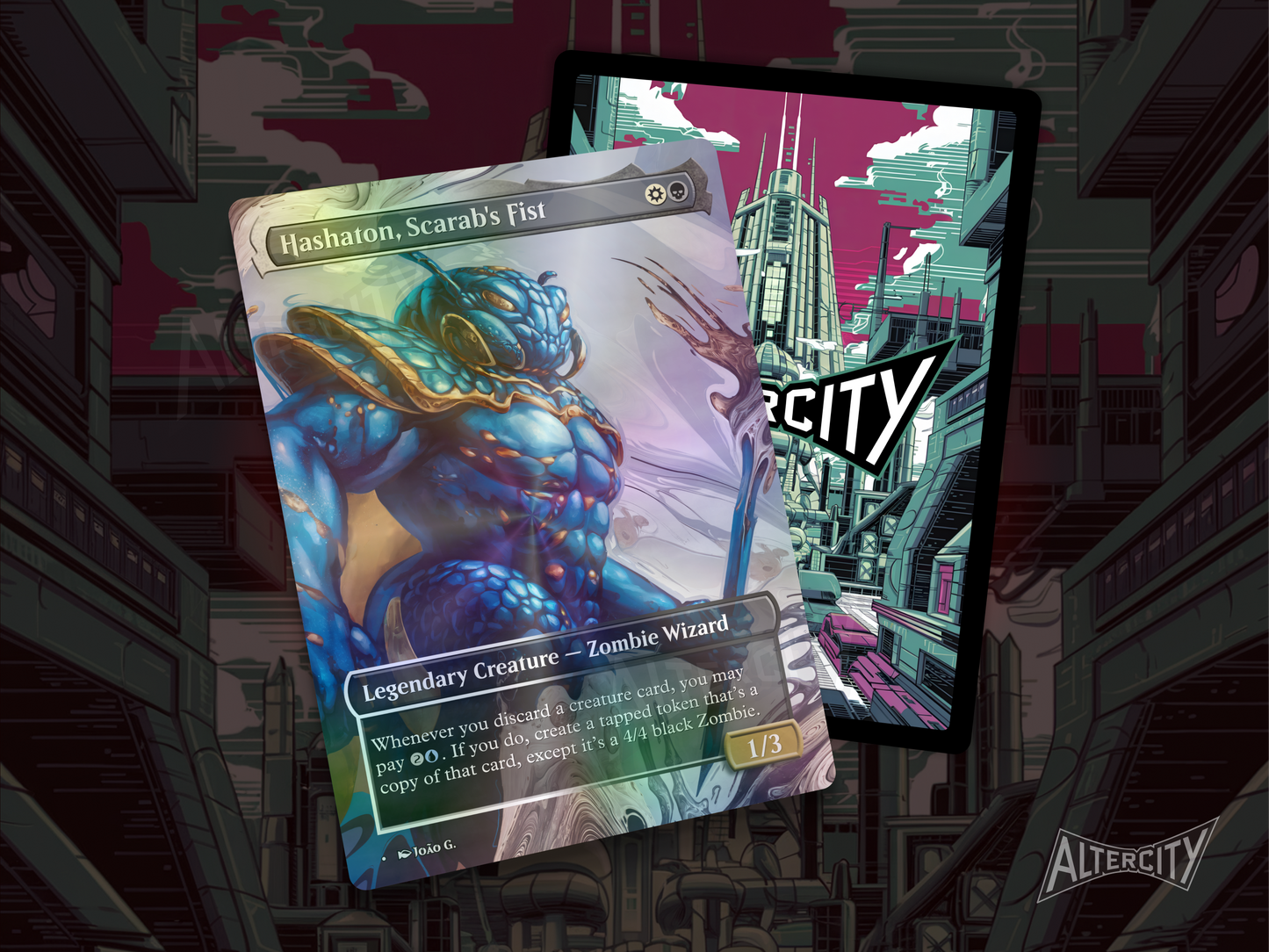 Hashaton, Scarab's Fist (v1) - Full Art Borderless - MTG Custom Cards, Commander, Edh and Cedh High Quality Alters