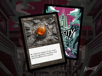 Mox Amber (v1) - Old Border Retro Frame - Mtg Custom Cards, Commander, Edh and Cedh High Quality Altered Proxies