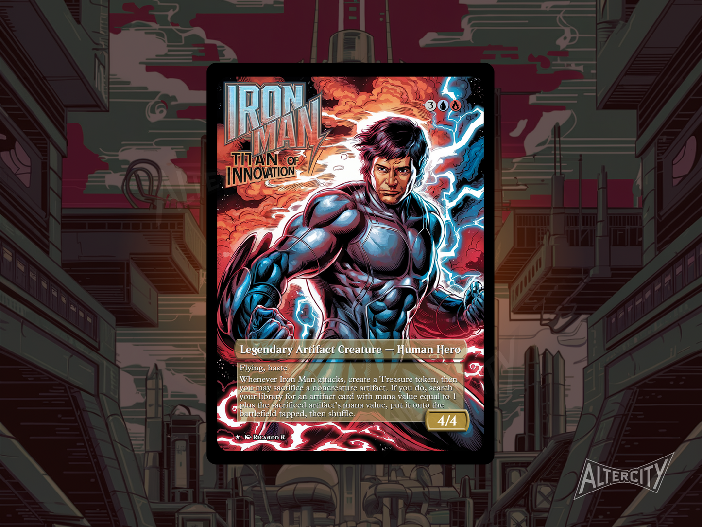 Iron Man, Titan of Innovation - MTG Custom Cards , Commander alternate art - Magic MTG Alters Full Art