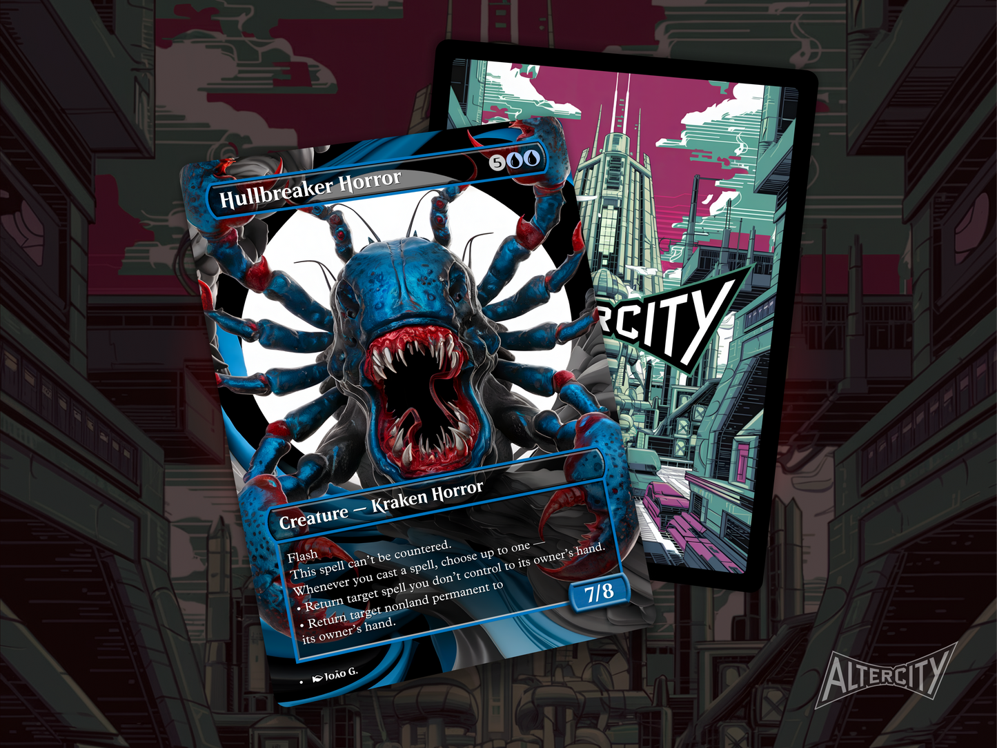 Hullbreaker Horror - Full Art Borderless Alter - MTG Custom Cards, Commander, Edh and Cedh High Quality Alters
