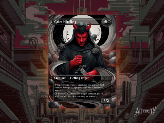 Grim Hireling - Full Art Borderless Alter - MTG Custom Cards, Commander, Edh and Cedh High Quality Alters