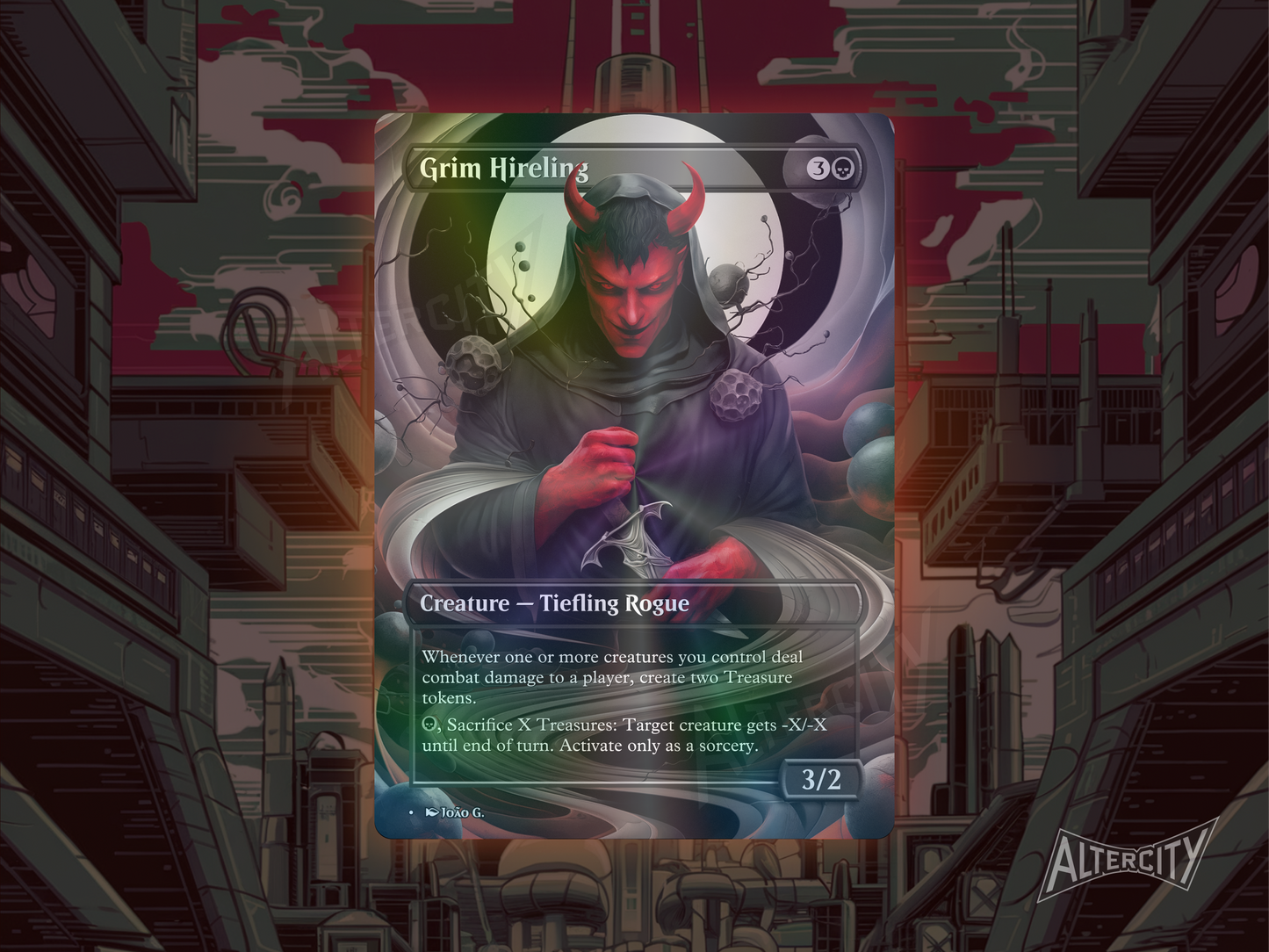 Grim Hireling - Full Art Borderless Alter - MTG Custom Cards, Commander, Edh and Cedh High Quality Alters