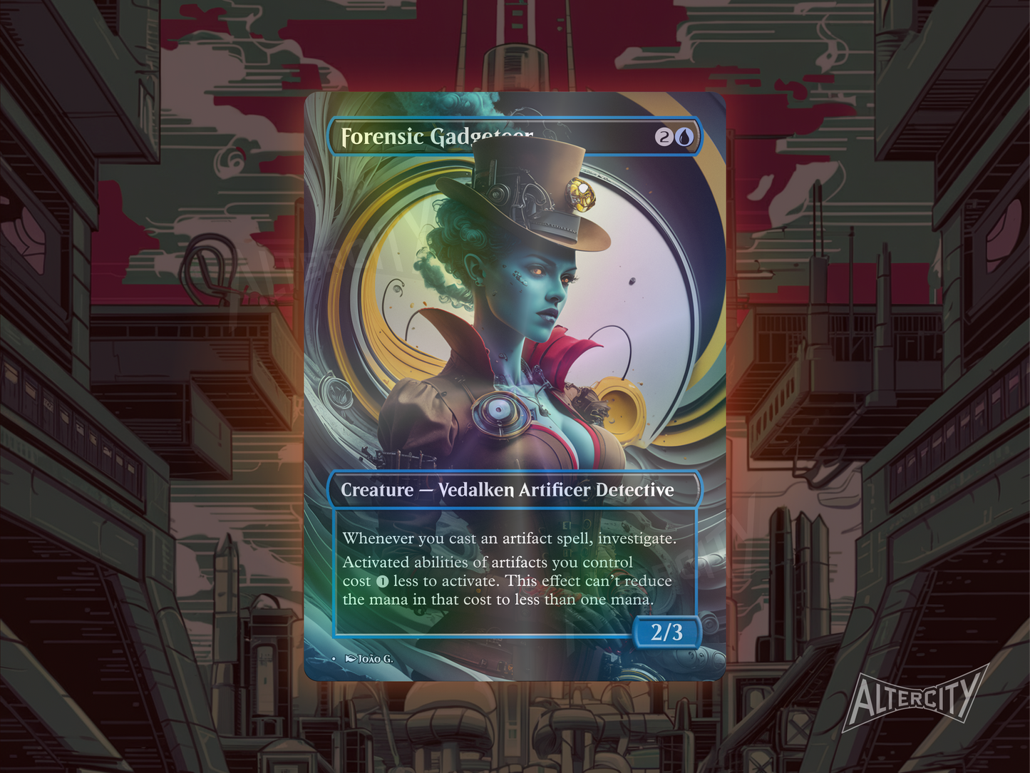 Forensic Gadgeteer - Full Art Borderless Alter - MTG Custom Cards, Commander, Edh and Cedh High Quality Alters
