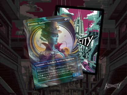 Forensic Gadgeteer - Full Art Borderless Alter - MTG Custom Cards, Commander, Edh and Cedh High Quality Alters