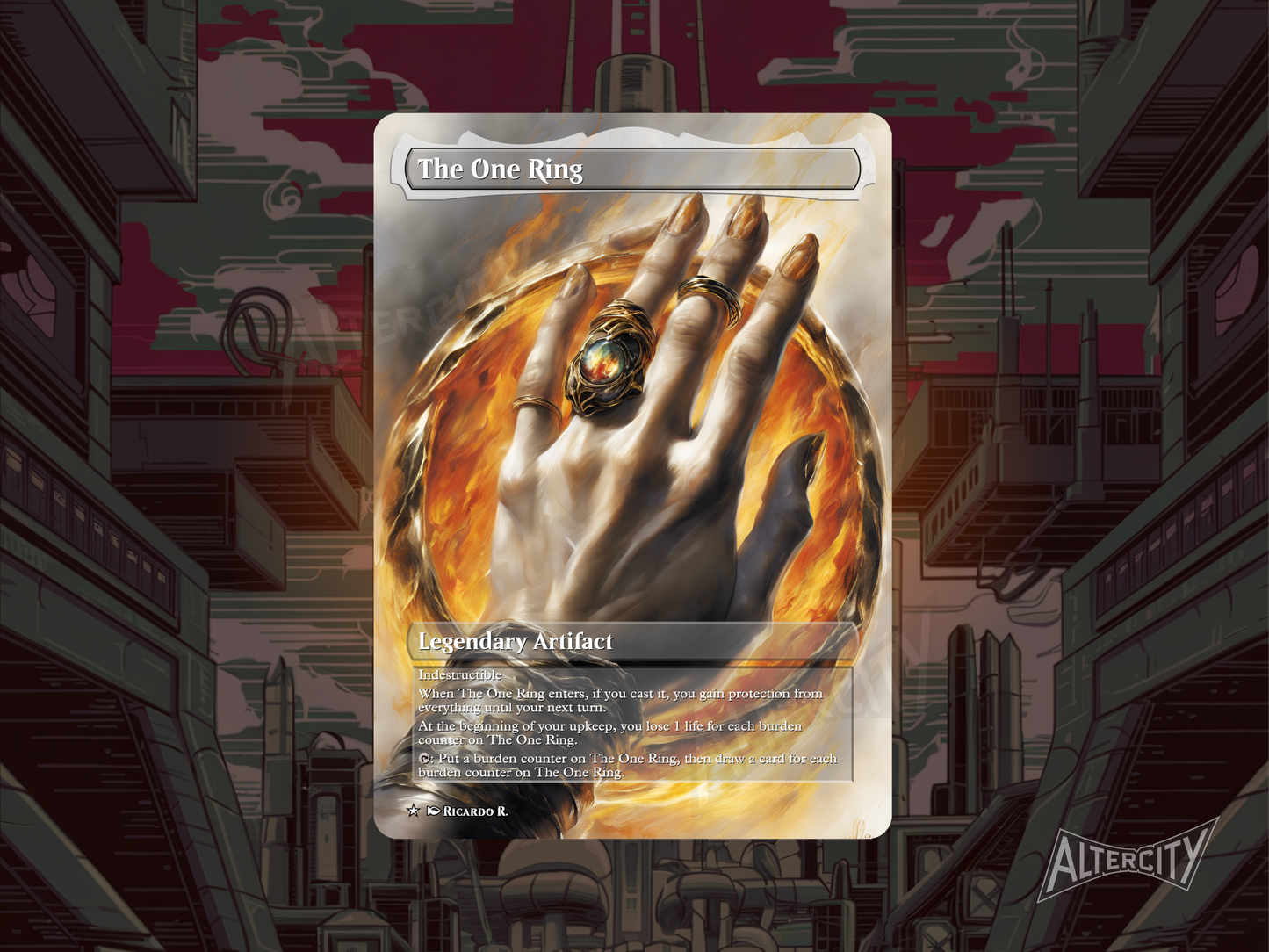 The One Ring (v2) - MTG Custom Cards , Commander alternate art - Magic MTG Alters Full