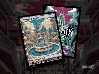 Hallowed Fountain (v1) - Full Art Alter - MTG Custom Cards, Commander, Edh and Cedh High Quality Altered Proxies