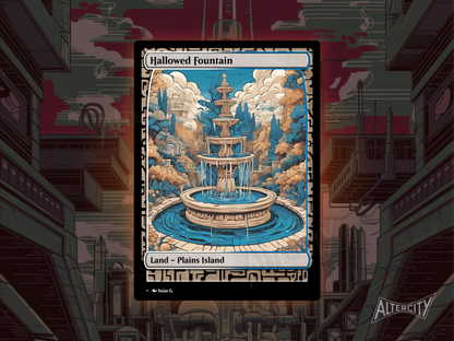Hallowed Fountain (v1) - Full Art Alter - MTG Custom Cards, Commander, Edh and Cedh High Quality Altered Proxies