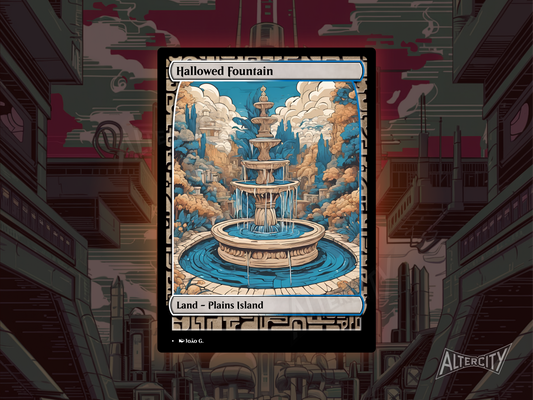 Hallowed Fountain (v1) - Full Art Alter - MTG Custom Cards, Commander, Edh and Cedh High Quality Altered Proxies